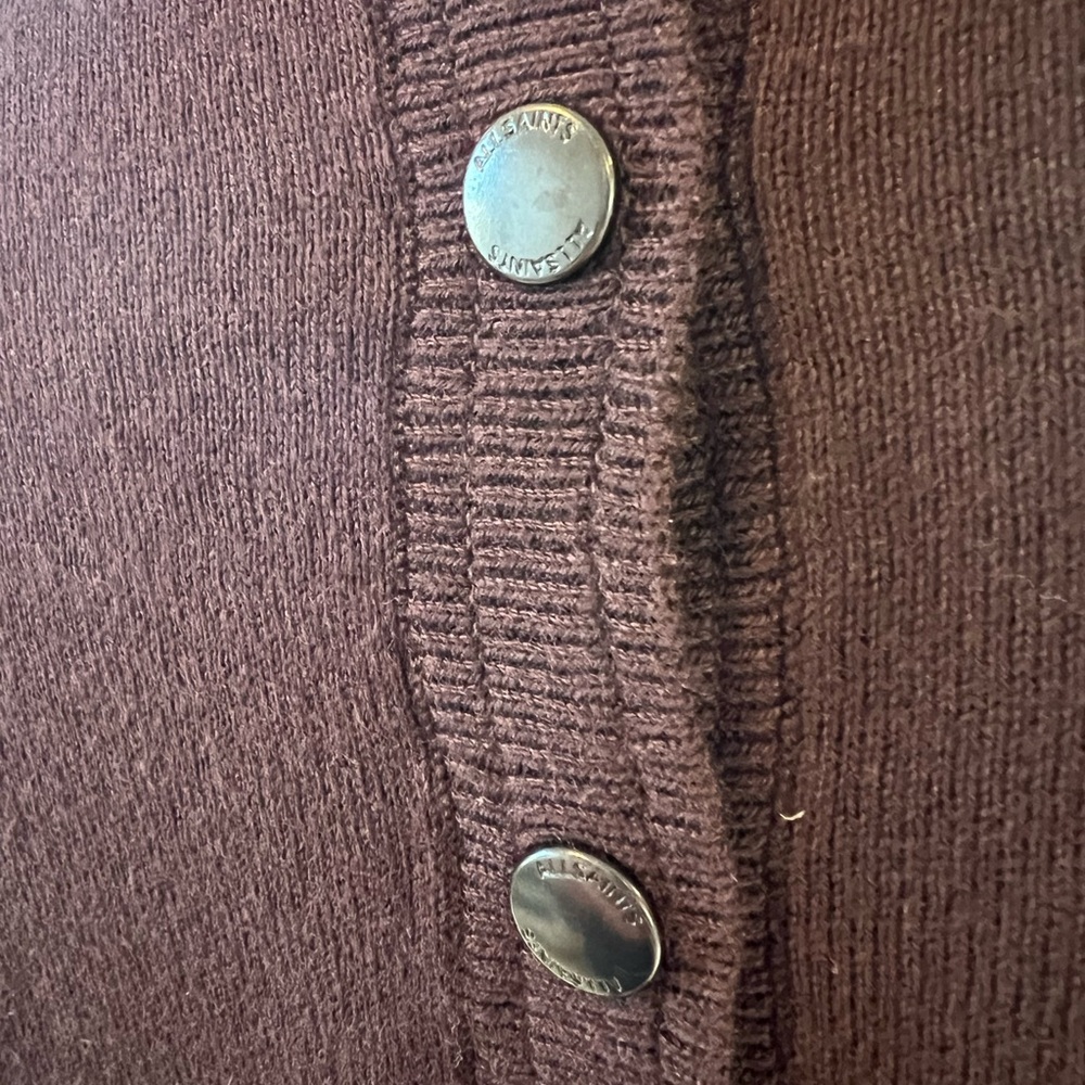 All Saints NWOT Elgar Cowl Sweater Burgundy - Picture 3 of 11